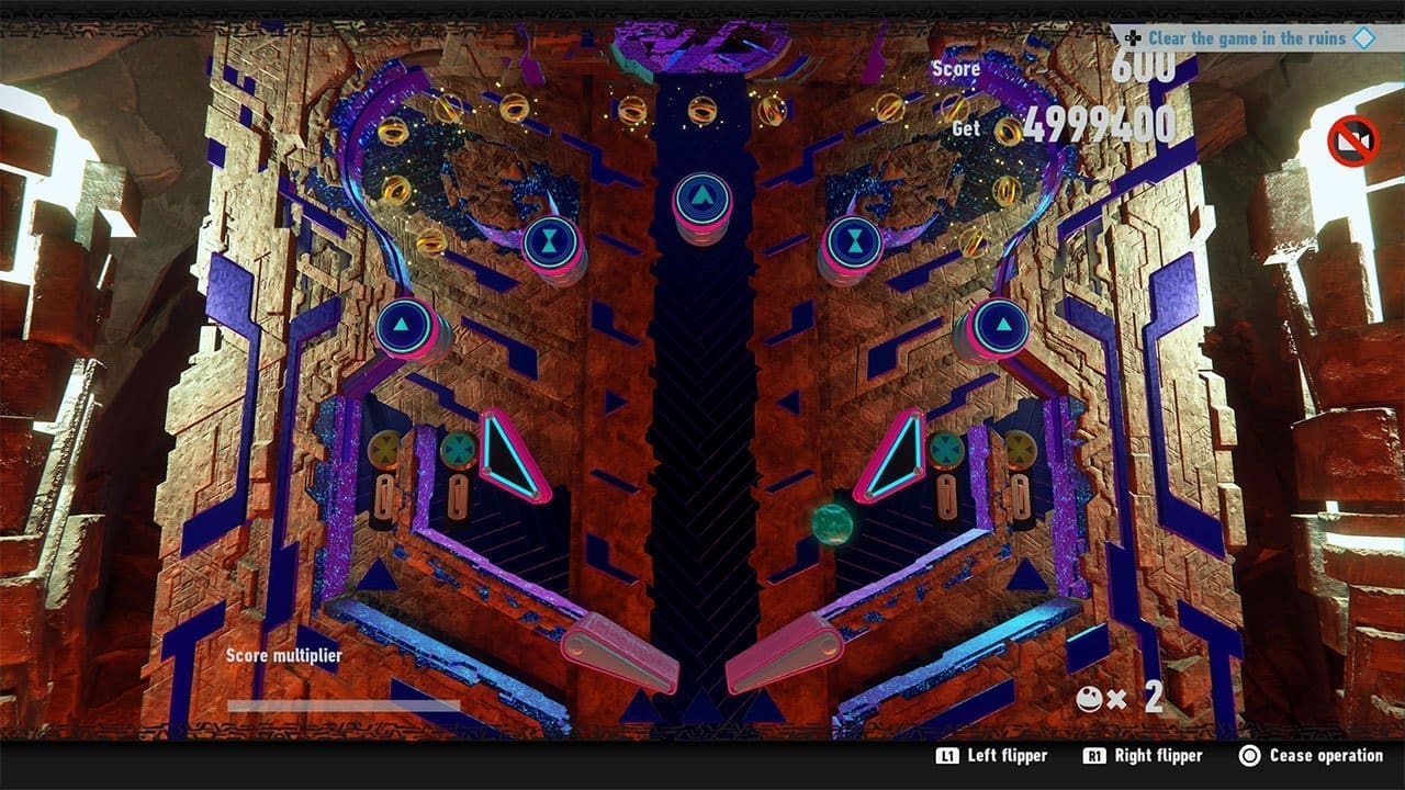 A giant pinball machine set-piece