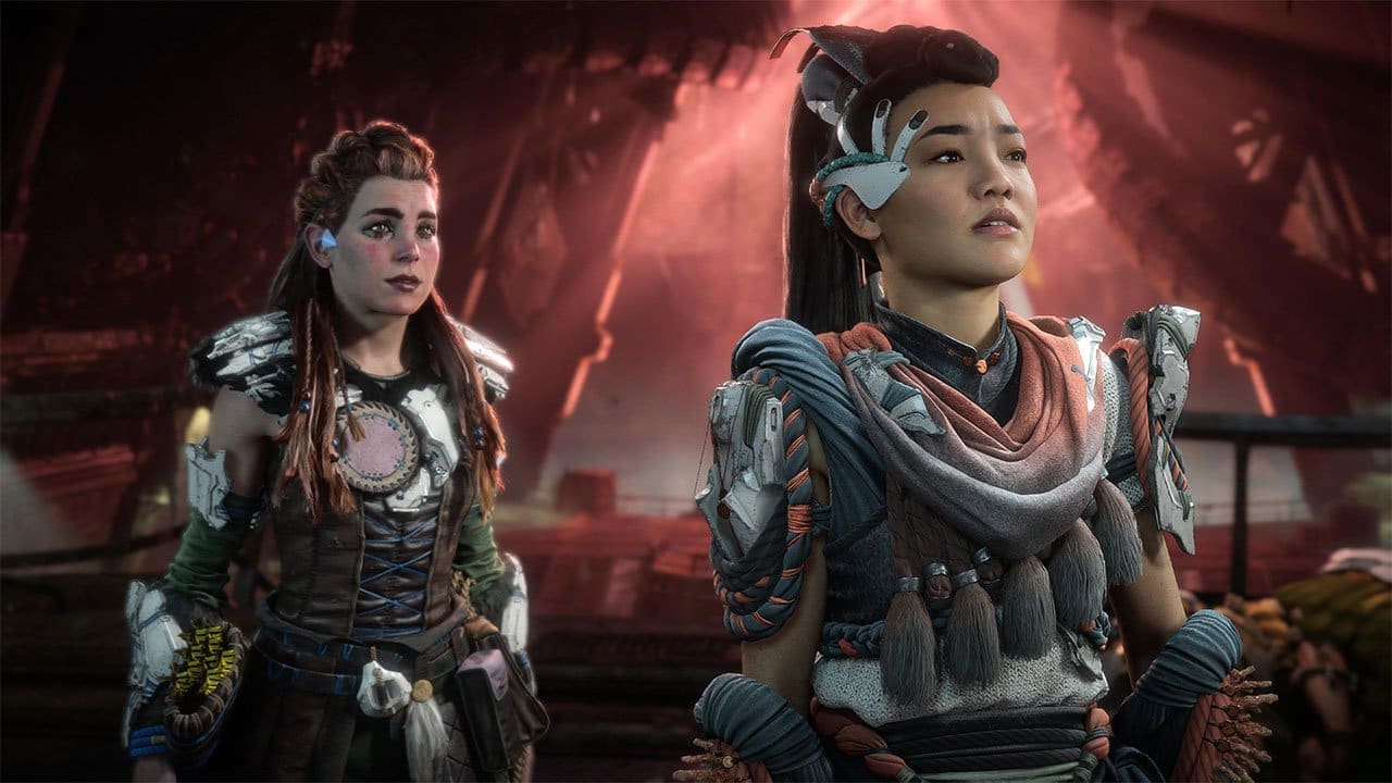 Aloy overlooking the flooded ruins of Los Angeles