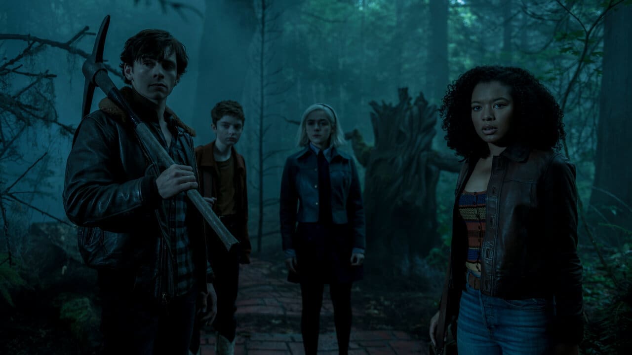 Sabrina and allies facing the throne of Hell