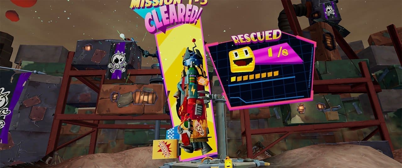 Escorting cubes and the pizza rocket during a mission