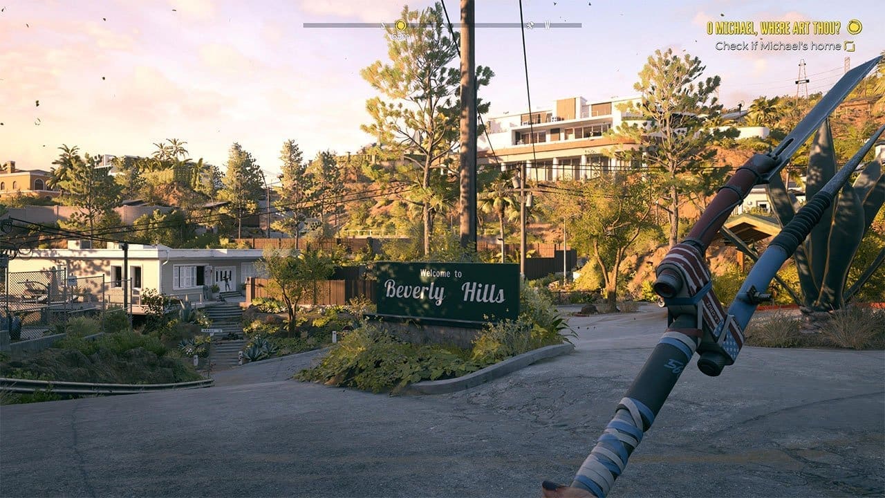 Dead Island 2 gameplay screenshot — courtyard fight
