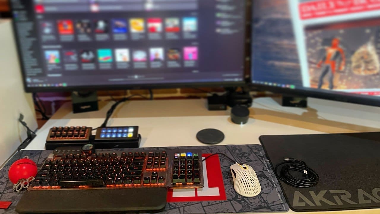 Desk setup with Mountain gear