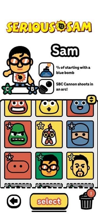 Character selection showing abilities