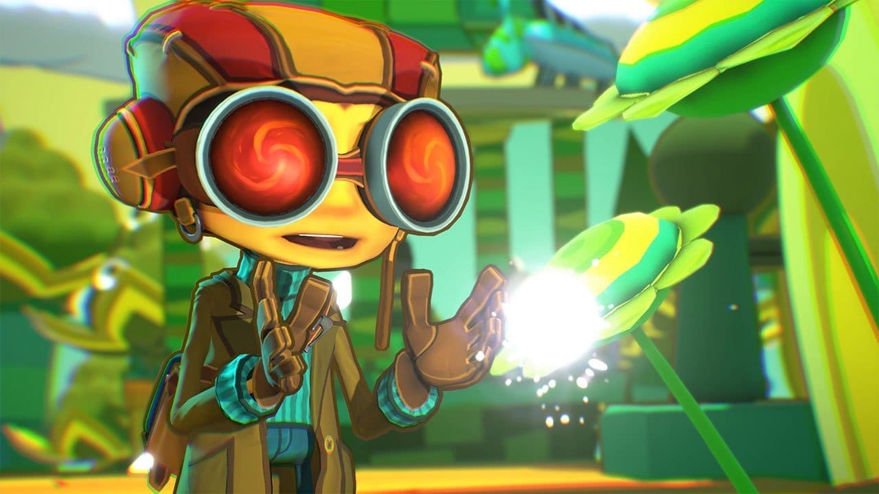 Psychonauts 2 key art with Raz diving into a mindscape