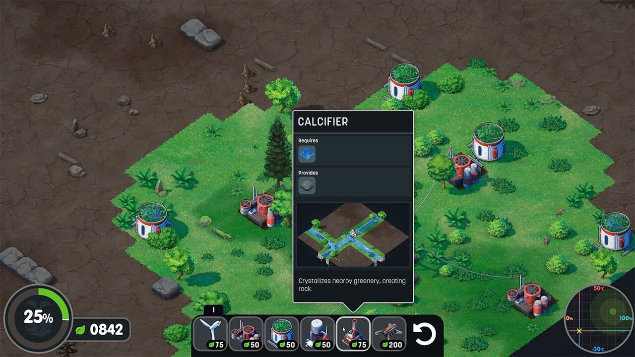 Terra Nil screenshot showing early restoration tools