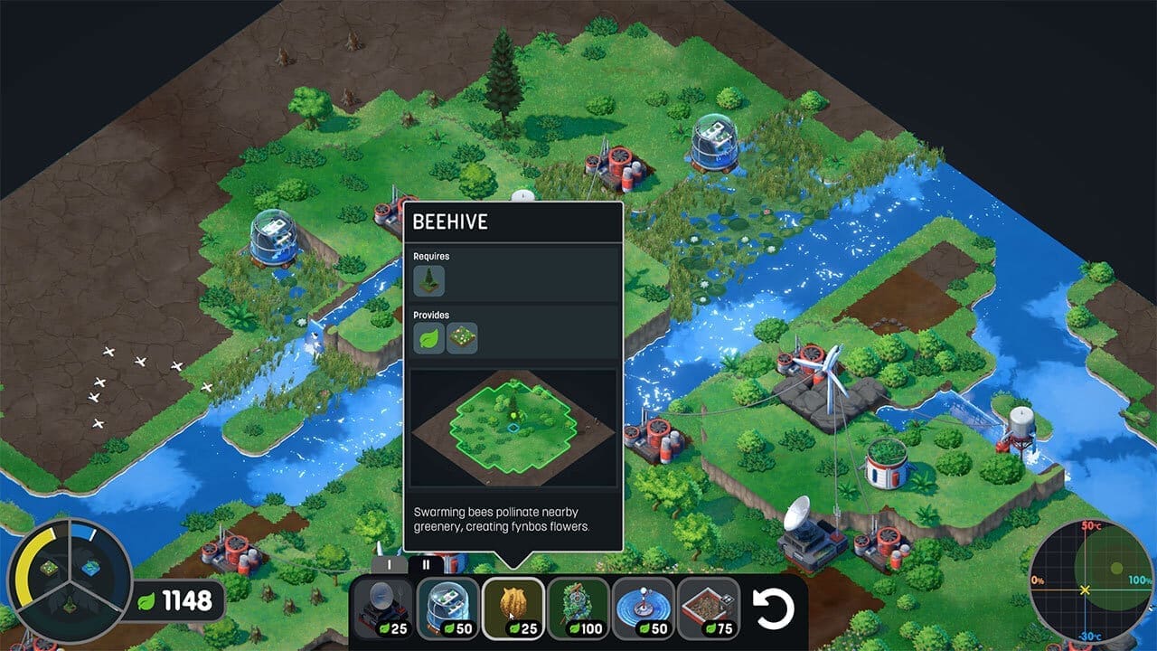 Terra Nil screenshot showing greener biome