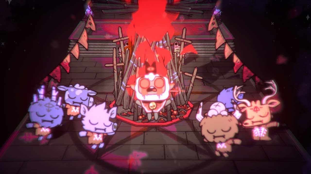 Cult of the Lamb — the lamb leading its followers