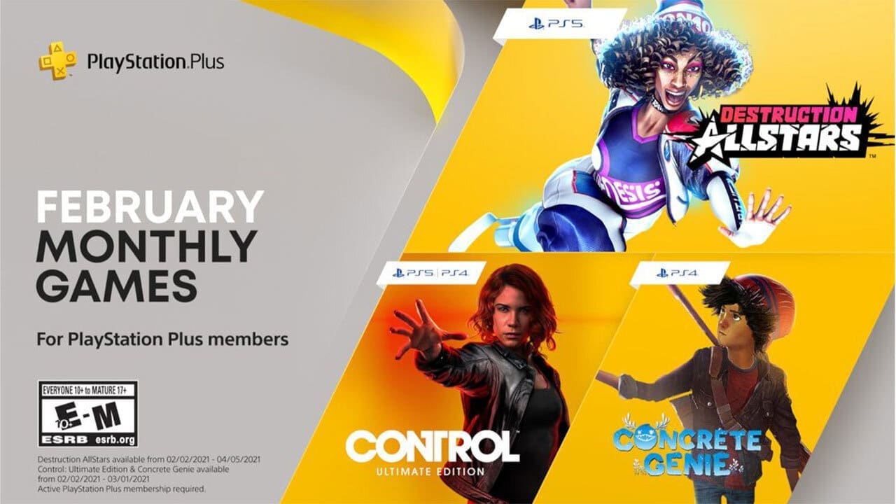 PlayStation Plus Games February: Destruction AllStars, Control: Ultimate Edition & Concrete Genie