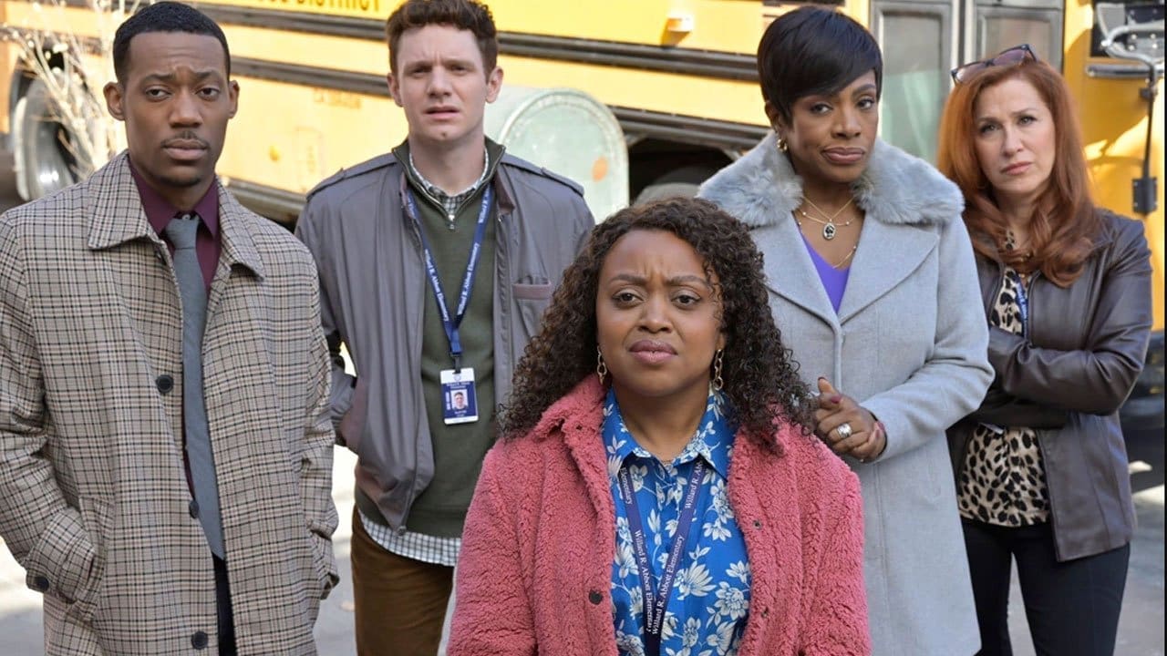 Abbott Elementary — the teachers pose in their school hallway