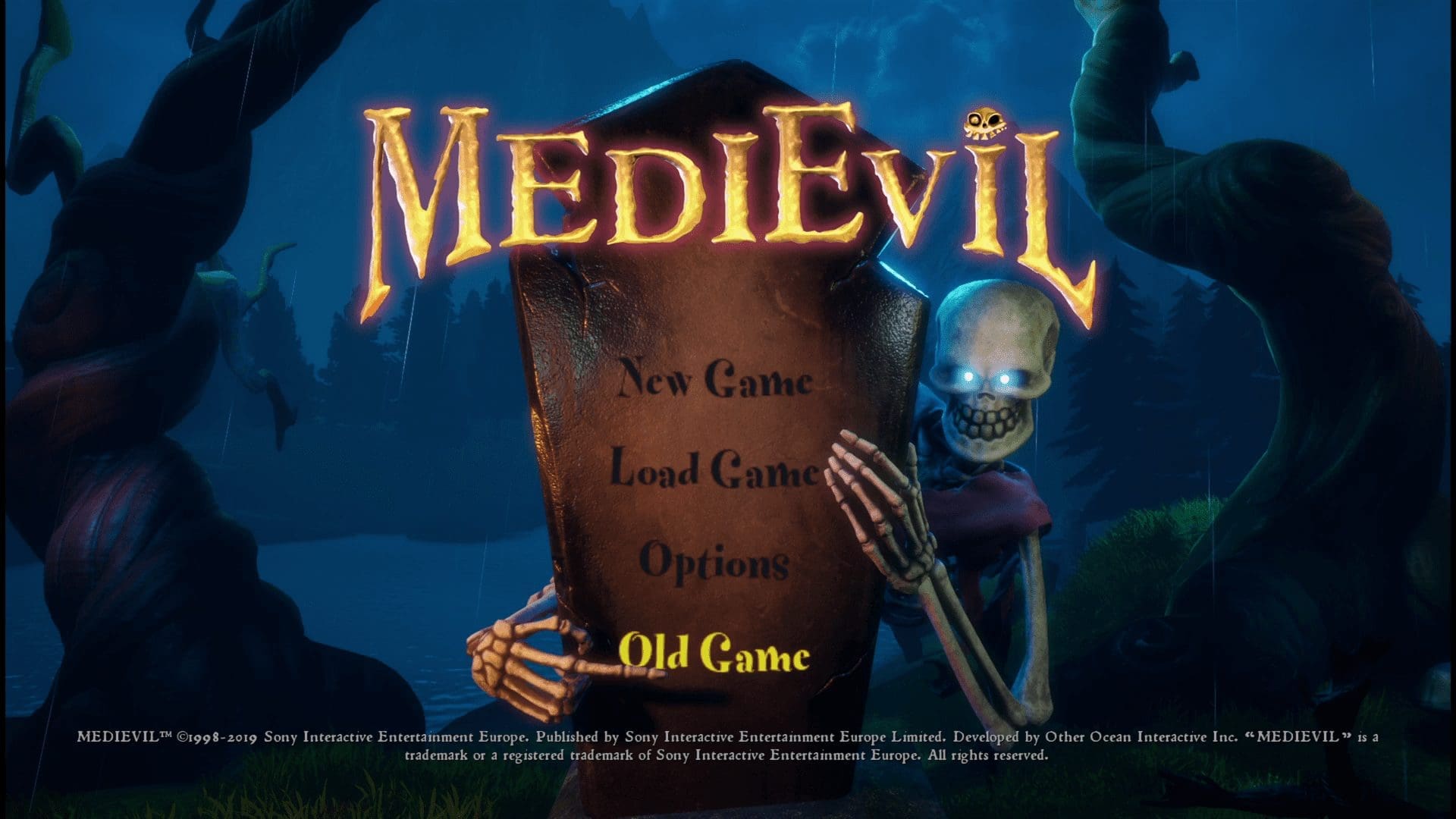 MediEvil (2019) — Main menu showing the ‘Old Game’ option