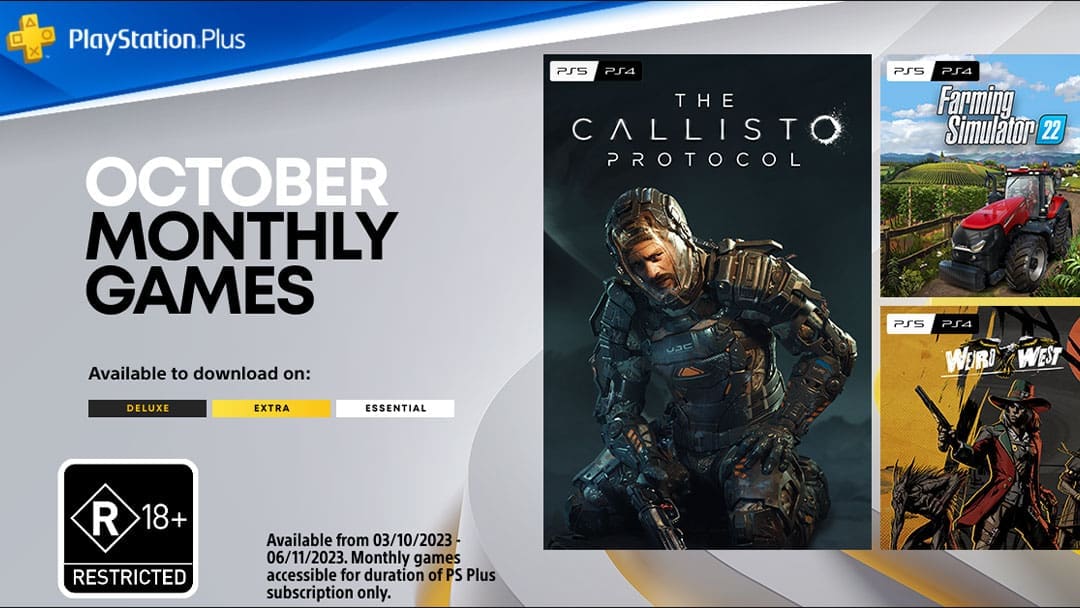 PlayStation Plus Monthly Games – October 2023: The Calisto Protocol, Farming Simulator 22, Weird West