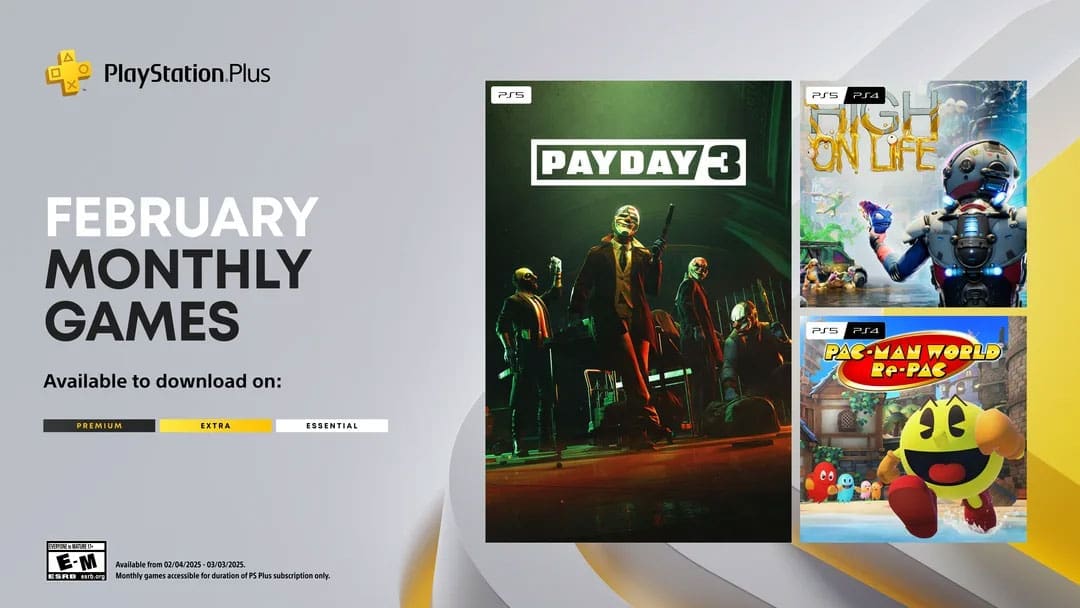 PlayStation Plus Monthly Games – February 2025: Pay Day 3, High on Life, Pac-Man World Re-Pac